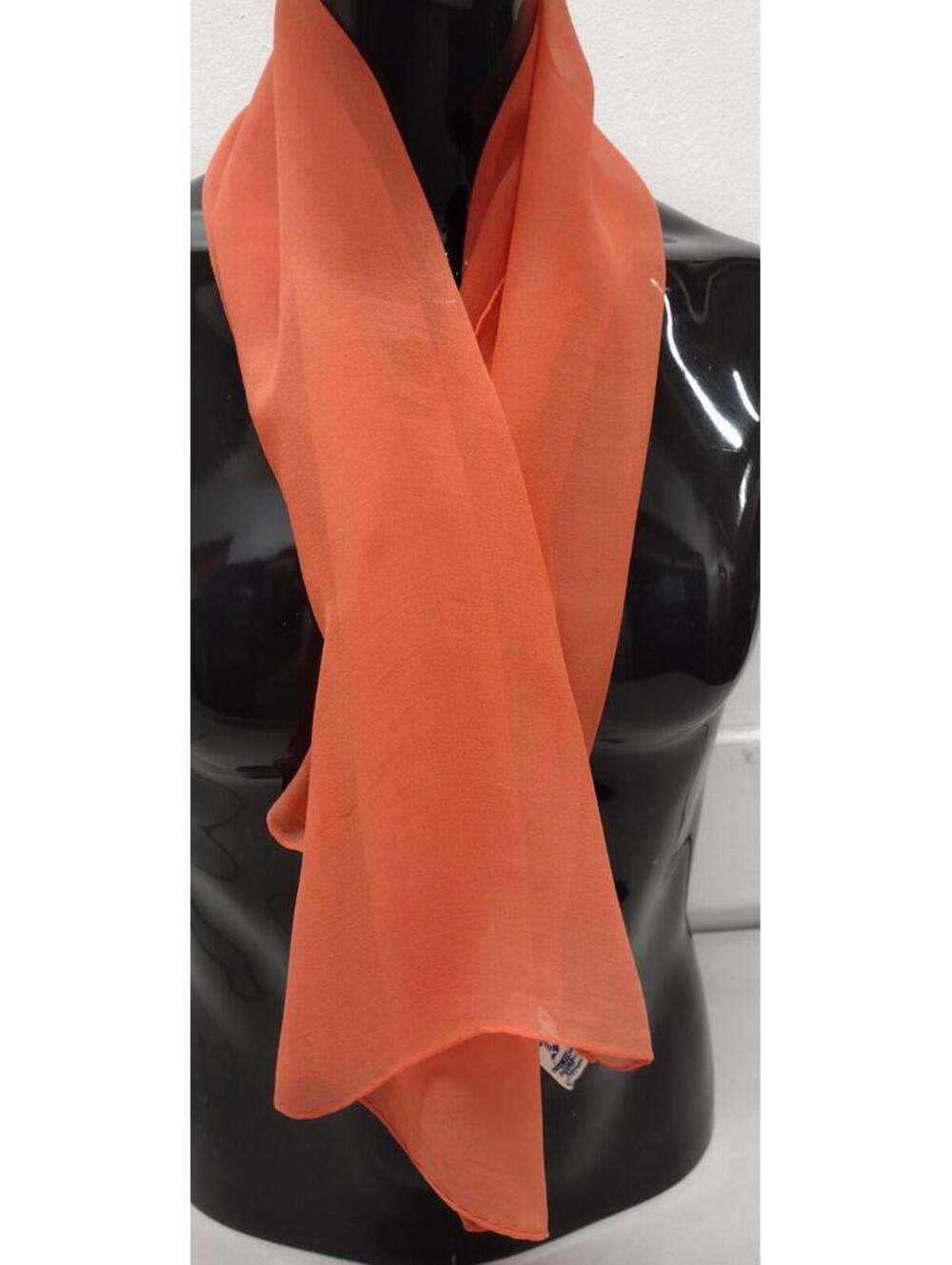 1960s Sally Gee 50s Chiffon Pure Silk Scarf Rare Now A Days Orange Pumpkin Color